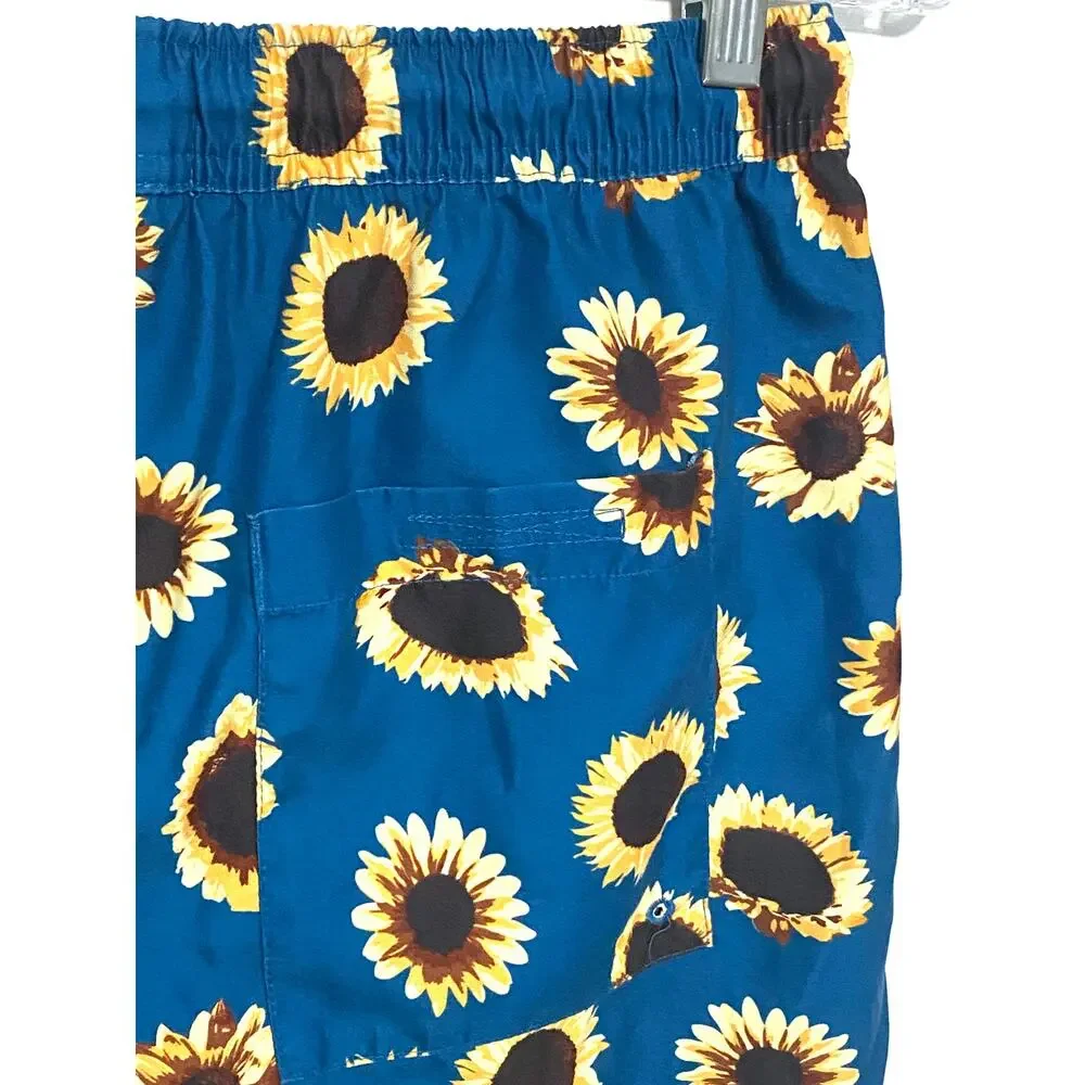 Empyre Grom Sunflowers Swim Board Shorts Mens S Zip Pocket Vacation Summer
